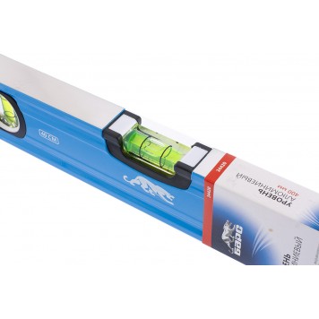 34420 | Уровень алюминиевый, 400 мм, профиль 1,6 мм, фрезерованный, ударопрочные заглушки, 3 глазка, БАРС-1