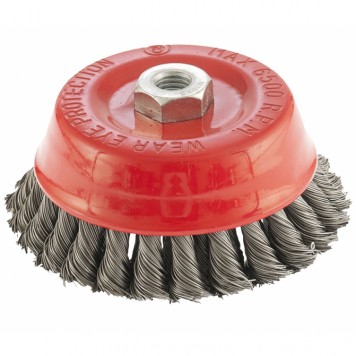 74683 | Щетка для УШМ, 125 мм, М14, "чашка", двухрядная, крученая проволока 0,5 мм, MATRIX-0