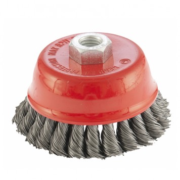 74682 | Щетка для УШМ, 100 мм, М14, "чашка", двухрядная, крученая проволока 0,5 мм, MATRIX-4