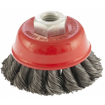 74681 | Щетка для УШМ, 75 мм, М14, "чашка", двухрядная, крученая проволока 0,5 мм, MATRIX-0