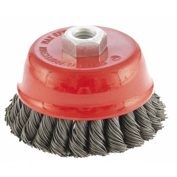 74687 | Щетка для УШМ, 100 мм, М14, "чашка", двухрядная, крученая проволока 0,8 мм, MATRIX-0