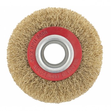 74658 | Щетка для точила, 100 мм, посадка 20 мм, плоская, латунир. витая проволока, MATRIX-0