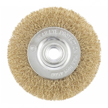 74652 | Щетка для УШМ, 150 мм, М14, плоская, латунированная витая проволока, MATRIX-0