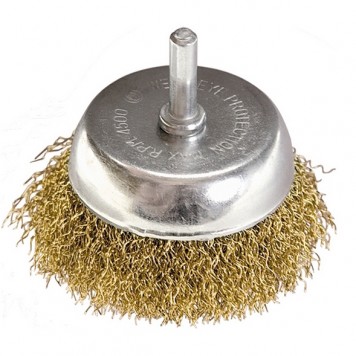 74475 | Щетка для дрели, 50 мм, "чашка" со шпилькой, латунированная витая проволока, MATRIX-0