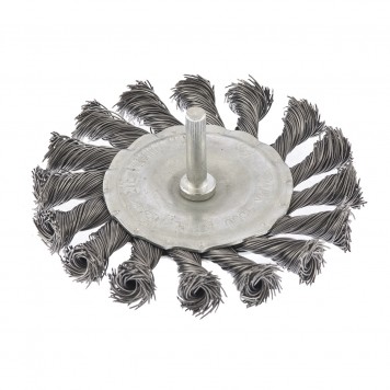 744327 | Щетка для дрели, 100 мм, плоская со шпилькой, крученая металлическая проволока, СИБРТЕХ-1