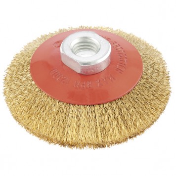 74612 | Щетка для УШМ, 115 мм, М14, "тарелка", латунированная витая проволока, MATRIX-0