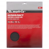 Шлифлист на бумажной основе, P 600, 230 х 280 мм, 10 шт, водостойкий, MATRIX 75620