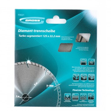 73021 | Диск алмазный, 125 х 22,2 мм, турбо-сегментный, сухая резка, GROSS-2