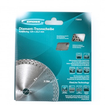 73053 | Диск алмазный, 125 х 22,2 мм, тонкий, сплошной (Jaguar), мокрая резка, GROSS-1