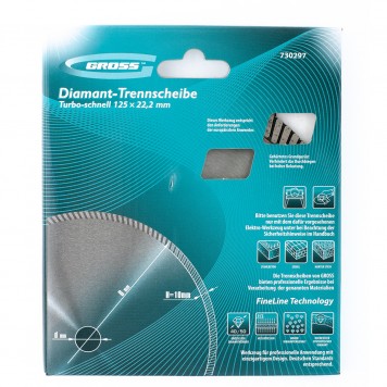 730327 | Диск алмазный, 180 х 22,2 мм, турбо, сухая резка, GROSS-2