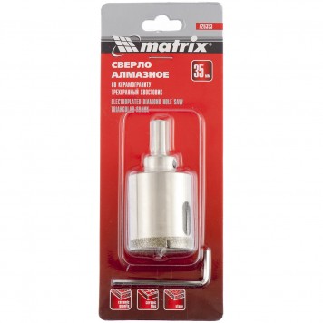 726353 | Сверло алмазное по керамограниту, 35 х 67 мм, трехгранный хвостовик, MATRIX-2
