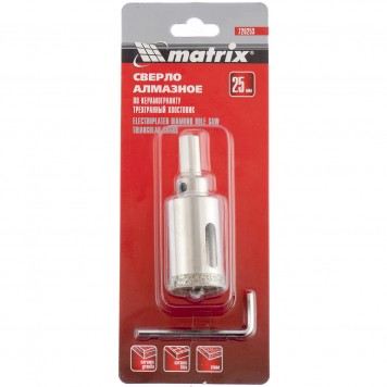 726223 | Сверло алмазное по керамограниту, 22 х 67 мм, трехгранный хвостовик, MATRIX-2