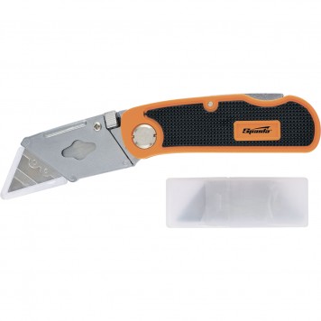 78981 | Нож, 19 мм, складной, пластиковая двухкомпонентная рукоятка, сменное трапециевидное лезвие, 5 лезвий, SPARTA-0