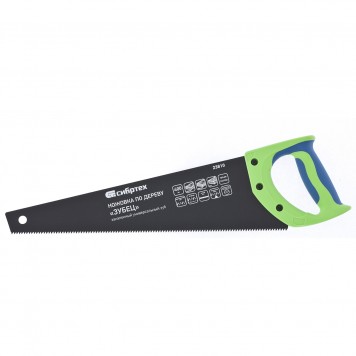 23810 | Ножовка по дереву, 400 мм, 7-8 TPI, каленый зуб 2D, защитное покрытие, двухкомпонентная рукоятка, СИБРТЕХ ЗУБЕЦ-0