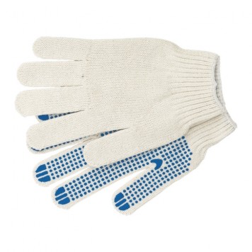 67722 | Перчатки х/б, ПВХ "точка", 10 пар в упаковке, 7 класс, 30 г, СИБРТЕХ-0