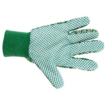 67762 | Перчатки садовые х/б ткань с ПВХ точкой, манжет, M, PALISAD-1