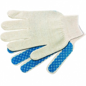 67812 | Перчатки х/б, ПВХ покрытие, шахматный облив, 5 пар в упаковке, 10 класс Россия, РОССИЯ-0