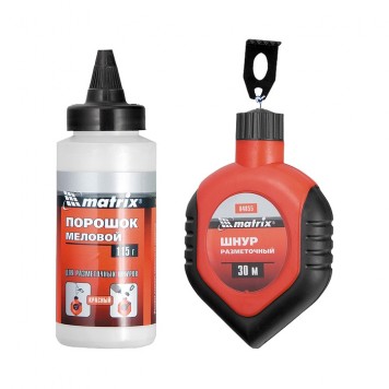 84855 | Шнур разметочный в пластмассовом обрезиненном корпусе, порошок красный, MATRIX-0
