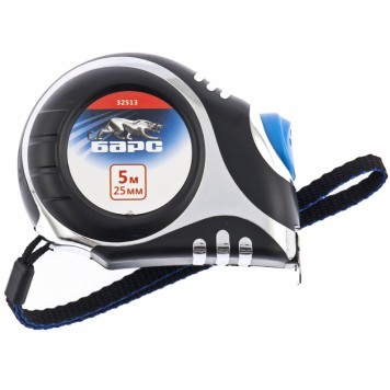 32513 | Рулетка Платинум, 5 м х 25 мм, утолщенное полотно, автоматическая фиксация, БАРС-0