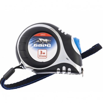 32511 | Рулетка Платинум, 3 м х 16 мм, утолщенное полотно, автоматическая фиксация, БАРС-0