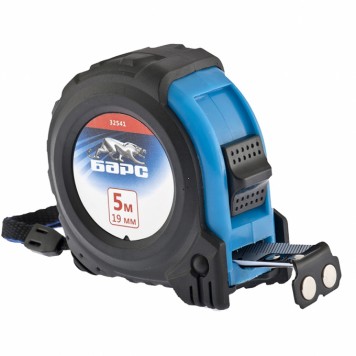 32541 | Рулетка Вектор 5 м х 19 мм, утолщенное полотно, магнитный зацеп, обрезиненный корпус, БАРС-0
