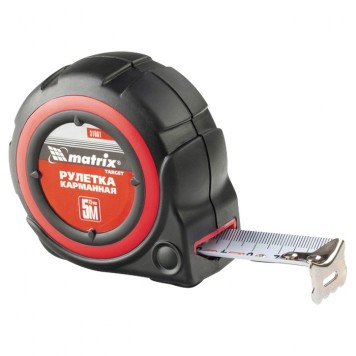31081 | Рулетка, 5 м х 25 мм, автоматическая фиксация, обрезиненный корпус, MATRIX TARGET-0