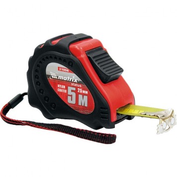 31009 | Рулетка, 7,5 м х 25 мм, обрезиненная, Нейлоновое покрытие, MATRIX STATUS AUTOSTOP MAGNET+-0