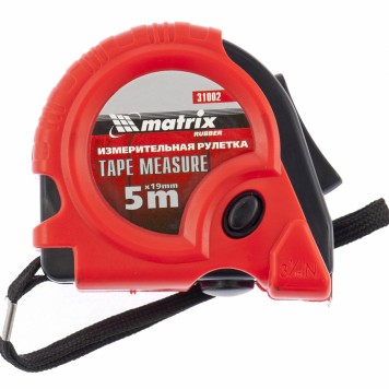 31002 | Рулетка, 5 м х 19 мм, обрезиненный корпус, MATRIX RUBBER-0