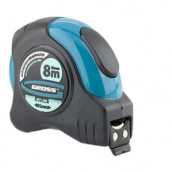 31114 | Рулетка 8 м x 25 мм, магнитный обрезиненный зацеп, двусторонняя шкала, Нейлоновое покрытие, автоматическая фиксация, GROSS SCHLAGFEST-0