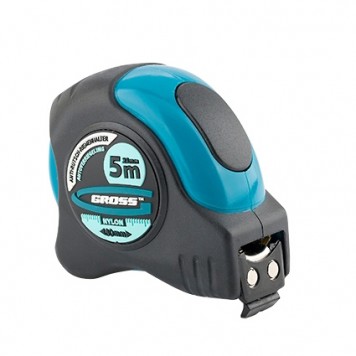 31113 | Рулетка 5 м x 25 мм, магнитный обрезиненный зацеп, двусторонняя шкала, Нейлоновое покрытие, автоматическая фиксация, GROSS SCHLAGFEST-0