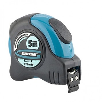 31112 | Рулетка 5 м x 19 мм, магнитный обрезиненный зацеп, двусторонняя шкала, Нейлоновое покрытие, автоматическая фиксация, GROSS SCHLAGFEST-0
