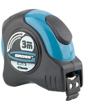 31111 | Рулетка 3 м x 19 мм, магнитный обрезиненный зацеп, двусторонняя шкала, Нейлоновое покрытие, автоматическая фиксация, GROSS SCHLAGFEST-0