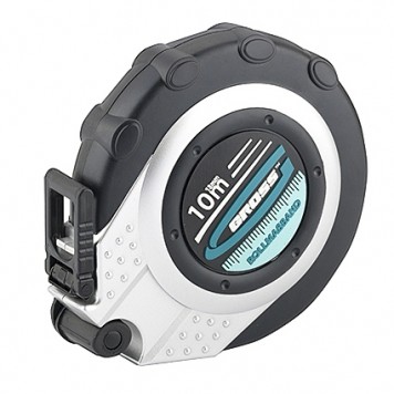 31250 | Рулетка геодезическая 10 м х 13 мм, закрытый корпус, металлическая лента, Нейлон, двусторонняя шкала, GROSS-0