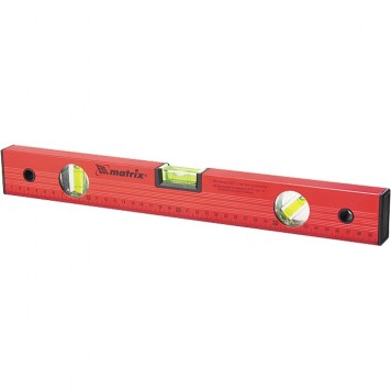 33241 | Уровень алюминиевый, 2000 мм, 3 глазка, красный, линейка, MATRIX-0