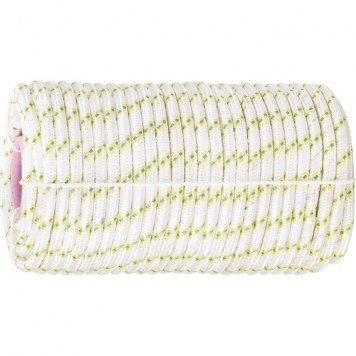 93971 | Фал плетеный капрон с сердечником, 24-прядный, 10 мм, бухта 100 м, 1300 кгс, СИБРТЕХ-0