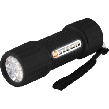 90510 | Фонарик светодиодный, черный корпус с мягким покрытие, 9 Led, 3 х ААА, STERN-0