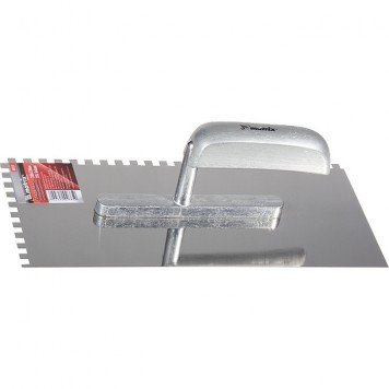 86737 | Гладилка из нержавеющей стали, 280 х 130 мм, деревянная ручка, зуб 6 х 6 мм, MATRIX-0