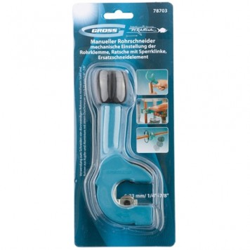 78703 | Труборез ручной, 6-23 мм, 1/4-7/8, механическая регулировка зажима трубы, трещотка с храповым механизмом, GROSS PIRANHA-2