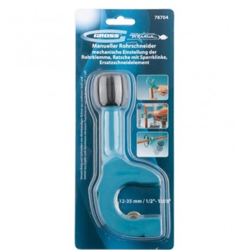 78704 | Труборез ручной, 12-35 мм, 1/2-1-3/8, механическая регулировка зажима трубы, трещотка с храповым механизмом, GROSS PIRANHA-1