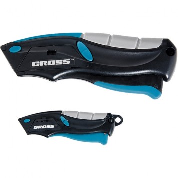 78876 | Набор ножей, ремонтно-монтажный, трехкомпонентные рукоятки, авто выброс, возврат лезвия, 100 мм, 2 заточенных лезвия, 170 мм, 5 заточенных лезвия, 2 шт, GROSS-0