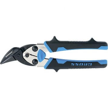78361 | Ножницы по металлу, 185 мм, прямой и правый рез, сталь СrM, двухкомпонентные рукоятки, GROSS PIRANHA-0