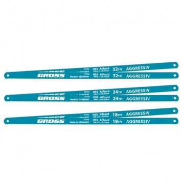 77725 | Полотна для ножовки по металлу, 300 мм, 18 TPI, HSS, 2 шт, GROSS-0