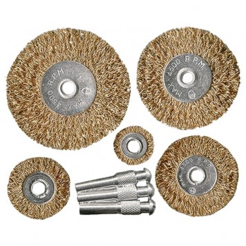 74494 | Набор щеток для дрели, 5 шт, 5 плоских 25-38-50-63-75 мм, со шпильками, металлические, MATRIX-0