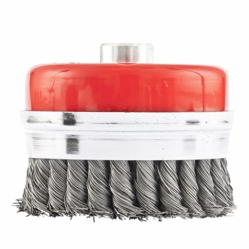 74672 | Щетка для УШМ, 100 мм, М14, "чашка", крученая проволока 0,5 мм, MATRIX HEAVY DUTY-0