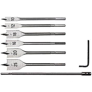 70406 | Набор сверл перовых по дереву, 10-12-16-18-20-25 мм, 6 шт, удлинитель 300 мм, MATRIX-0