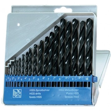 723705 | Набор сверл по металлу, 1-10 мм, (через 0,5 мм), HSS, 19 шт, пластиковый бокс, цилиндрический хвостовиковик, SPARTA-0