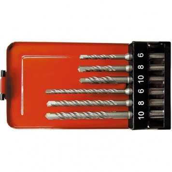 71096 | Набор буров по бетону, 6-8-10 х 110,6-8-10 х 160 мм, 6 шт, в пластиковой коробке, SDS Plus, MATRIX-1