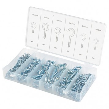 47611 | Набор крюков-саморезов 2,5 х 25, 3 х 40,5 х 65,5 х 75, 6 х 45, 6 х 50 мм, 151 предмет, СИБРТЕХ-0