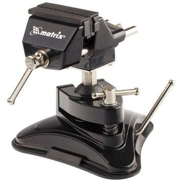 18506 | Тиски настольные, резиновая вакуумная присоска, шарнирный механизм, ширина рабочих губок 70 мм, MATRIX-0