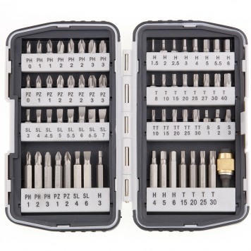 11327 | Набор бит, магнитный адаптер, CrV, пластиковый кейс, 64 шт., MATRIX-0